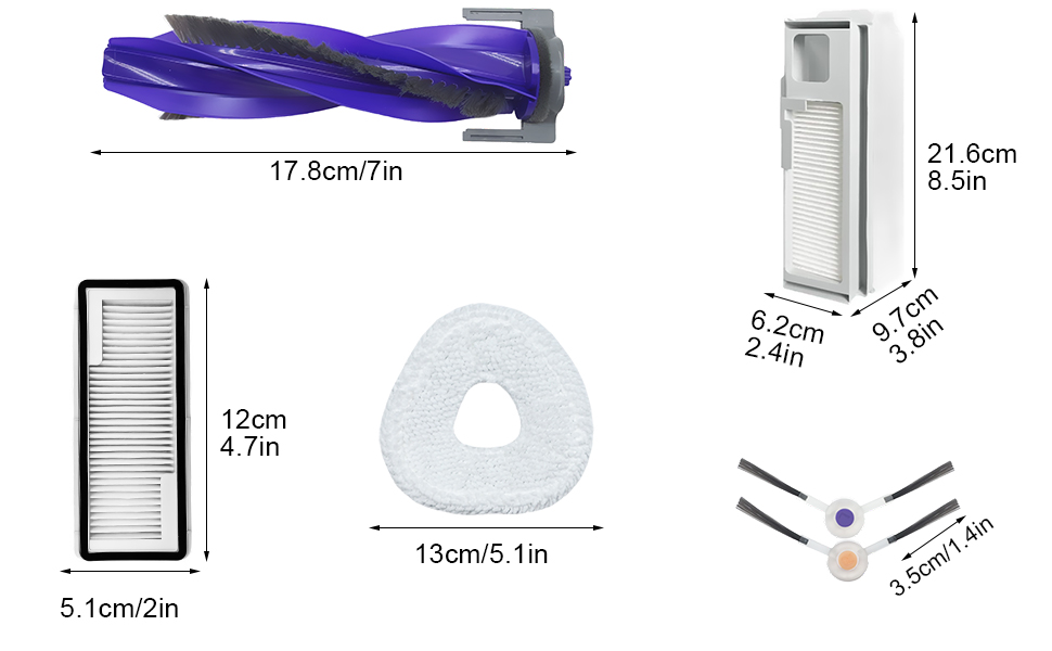 Комплект аксесуарів DianSung для пилососа Narwal Freo X Ultra / J4 / J4 Lite Запасна частина, роликова щітка 4 серветки 2 мішки для пилу 2 фільтра 4 бічні щітки
