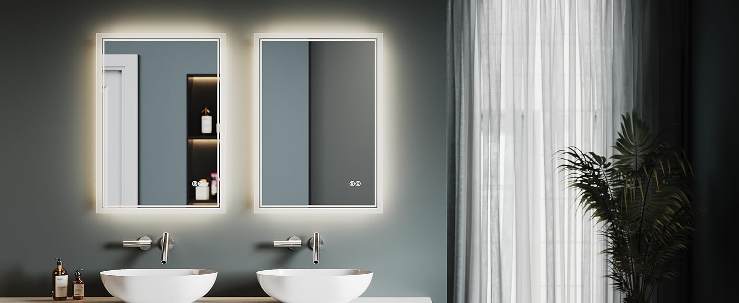 Дзеркало для ванної кімнати SONNI LED з підсвічуванням 80x60 см, прямокутне, біле