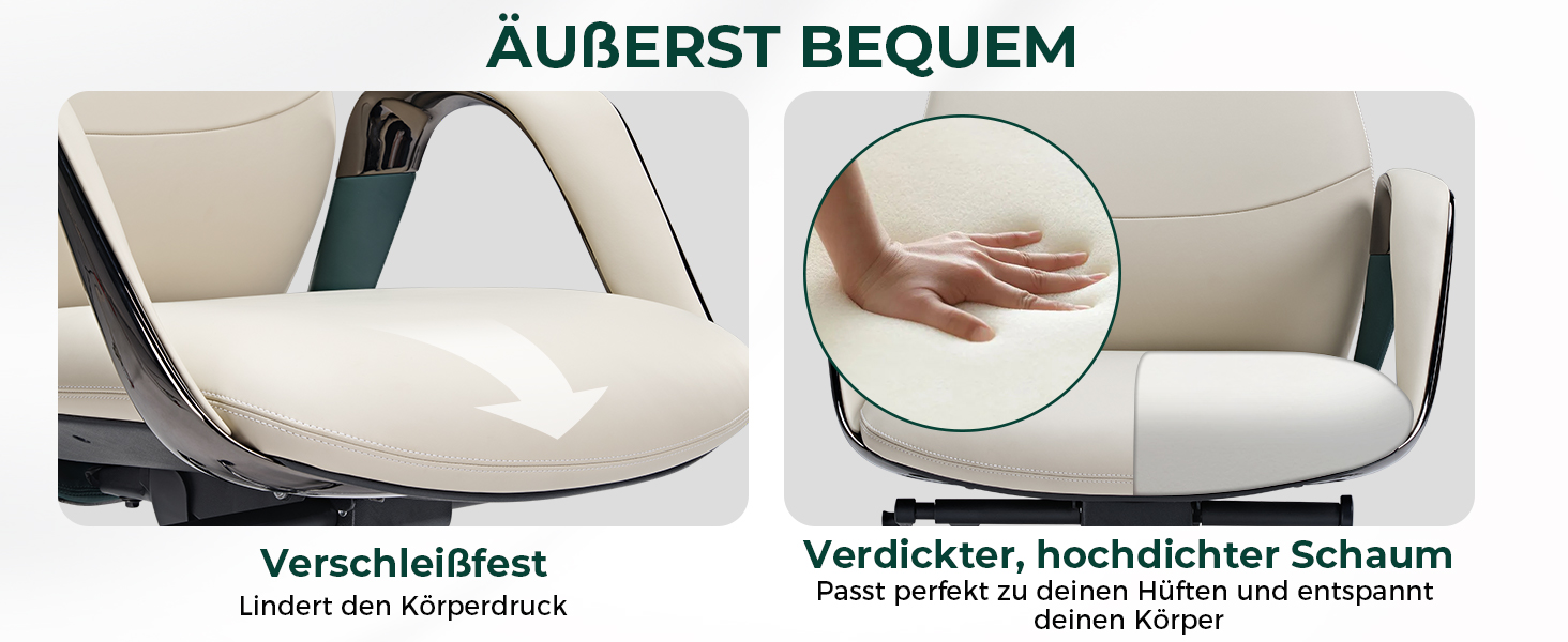 Ергономічне крісло EUREKA для офісу та дому: шкіряне, регульоване, для роботи, бізнес-крісло, дихаюче, комфортне, для керівника, білий колір