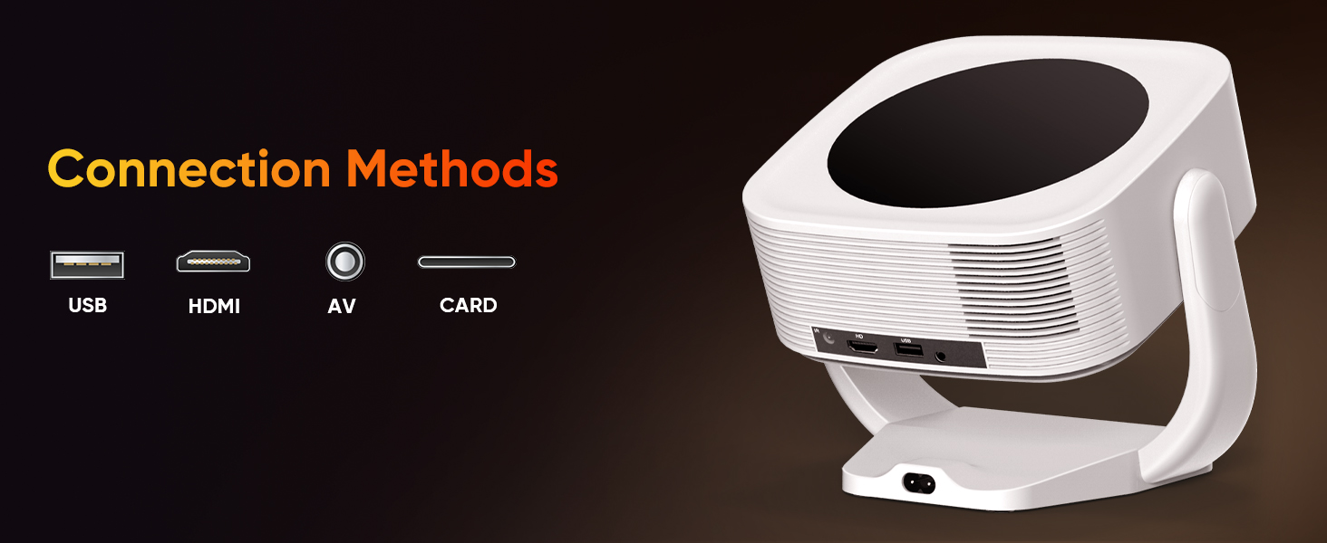 Міні-проектор Beamer 4K 1080P з Wi-Fi/BT, електронним фокусом/автоматичною корекцією трапецеїдальних спотворень, 50% зумом, 270° обертанням для домашнього кінотеатру/відпочинку на природі, сумісний з ноутбуком/смартфоном/мишею