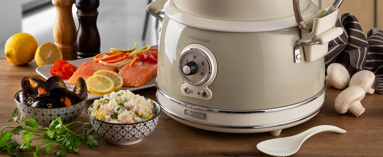 Мультиварка Ariete Vintage 2904 блакитна 3.5 л для рису, приготування на пару, повільного приготування з керамічним антипригарним покриттям 650 Вт