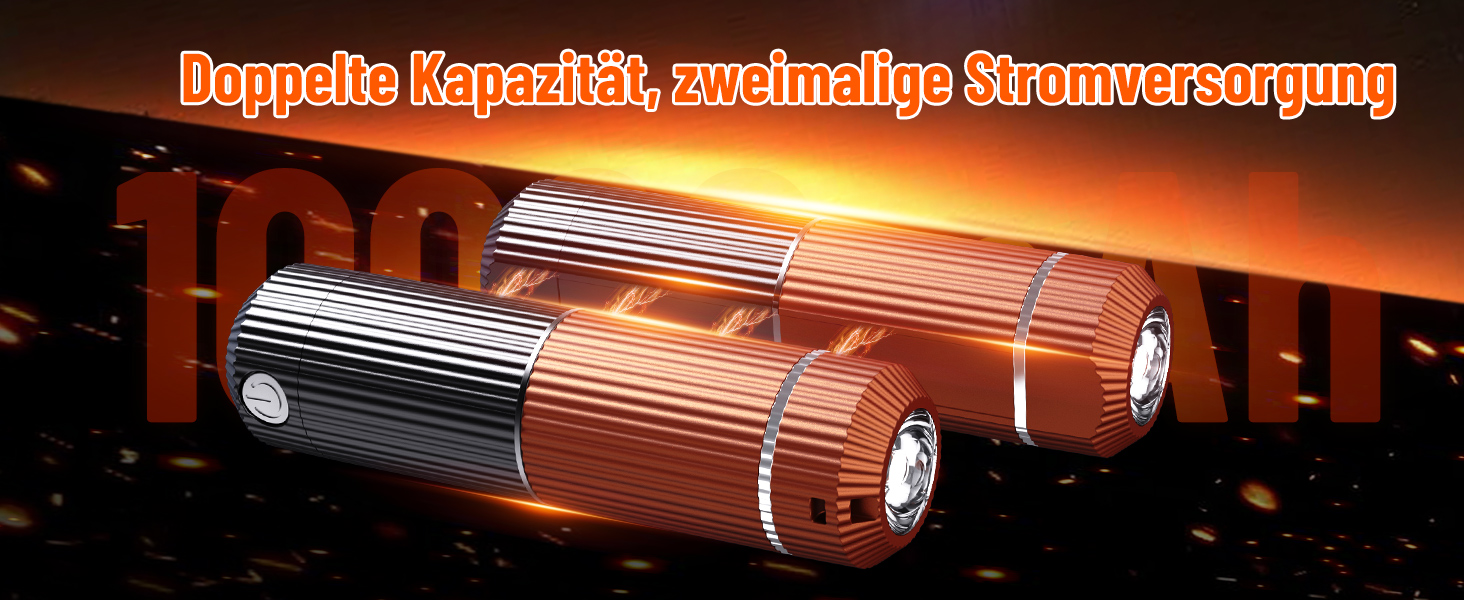 Електричний гріє для рук з ліхтариком, 2 шт., 5000mAh, магнітний, 5 температурних режимів, портативний, для жінок, зимовий подарунок, для зимових видів спорту, indoor/outdoor, чорний та помаранчевий