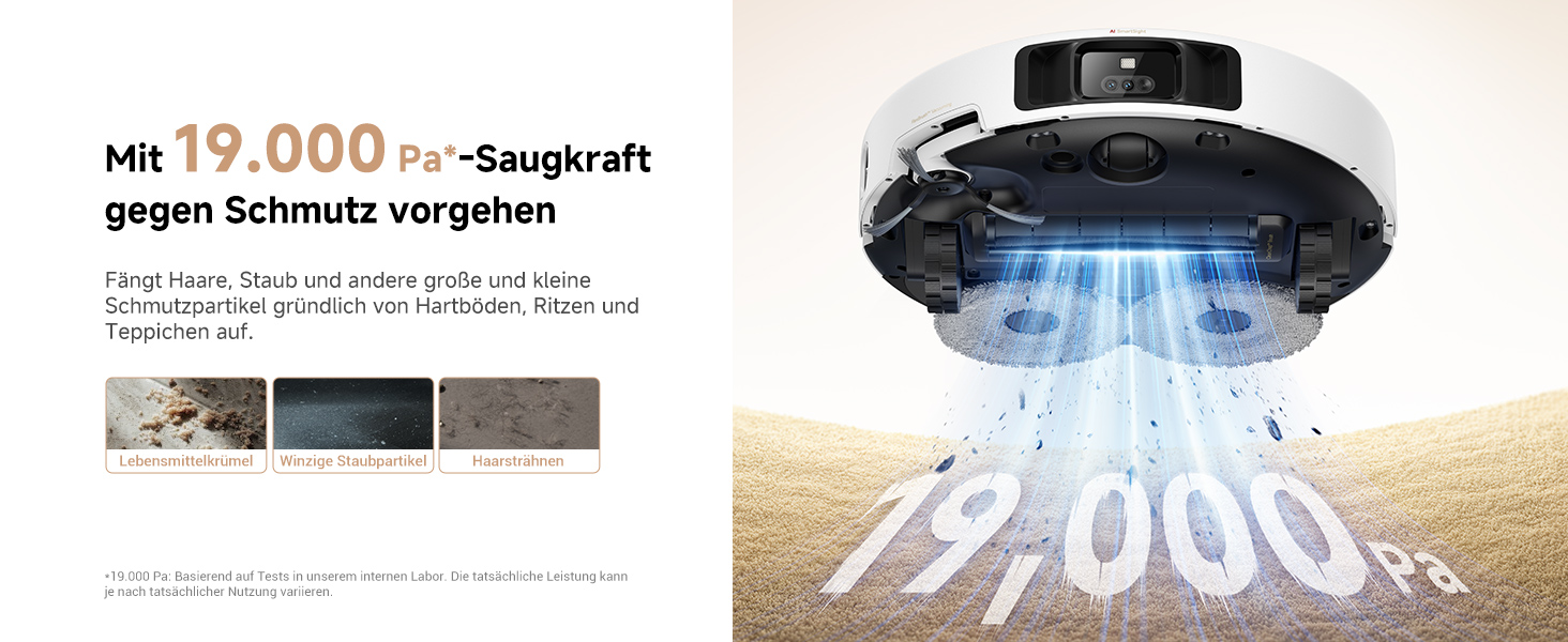 Робот-пилосос Mova P50 Pro Ultra з мокрою прибиранням, 19000 Па, самоочищення гарячою водою, бічні щітки, LDS-навігація, RGB AI, уникнення перешкод, автоматичне спорожнення/поповнення