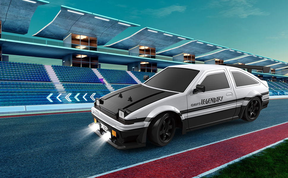 RC Drift Car Mostop 1:16 2.4Ghz – Радіокерована модель для дрифту зі світлодіодами, розпилювачем, 2 акумуляторами та додатковими шинами, швидкість 18 км/год, 4WD для дітей та хобі