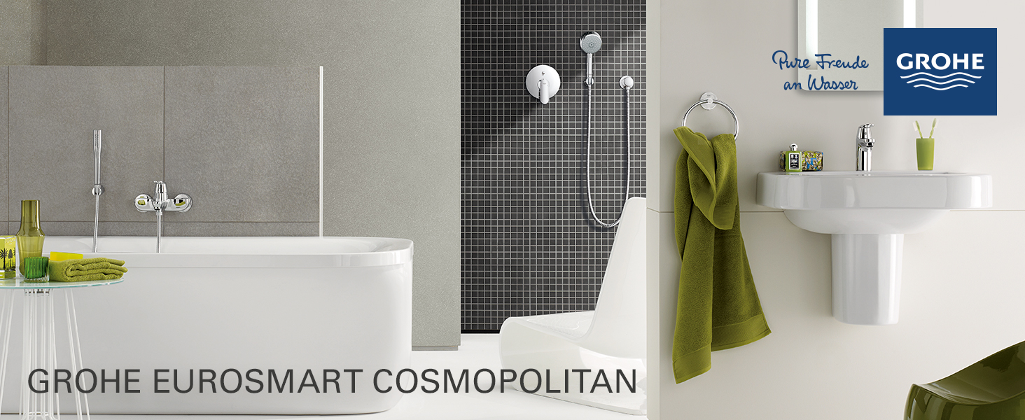 Змішувач для ванної кімнати GROHE Eurosmart Cosmopolitan, хром, 32830001 – економічний, з витяжною штангою, 30 см, проста установка