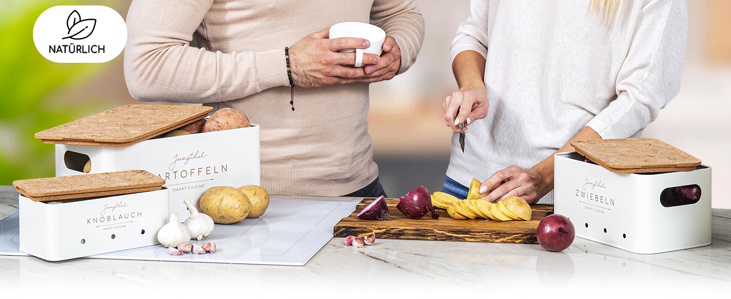 Набір з 3 коробок для зберігання картоплі, цибулі та часнику | Білий | Організатор для овочів