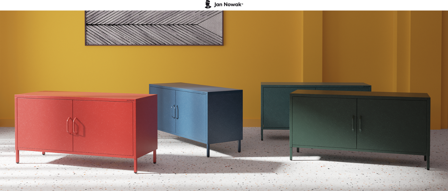 Металева комода Jan Nowak з шухлядами Carla | Комод-шафа для спальні, вітальні, дитячої кімнати | Стиль лофт | Комод з шухлядами, темно-синій | 80 x 101,5 x 40 см