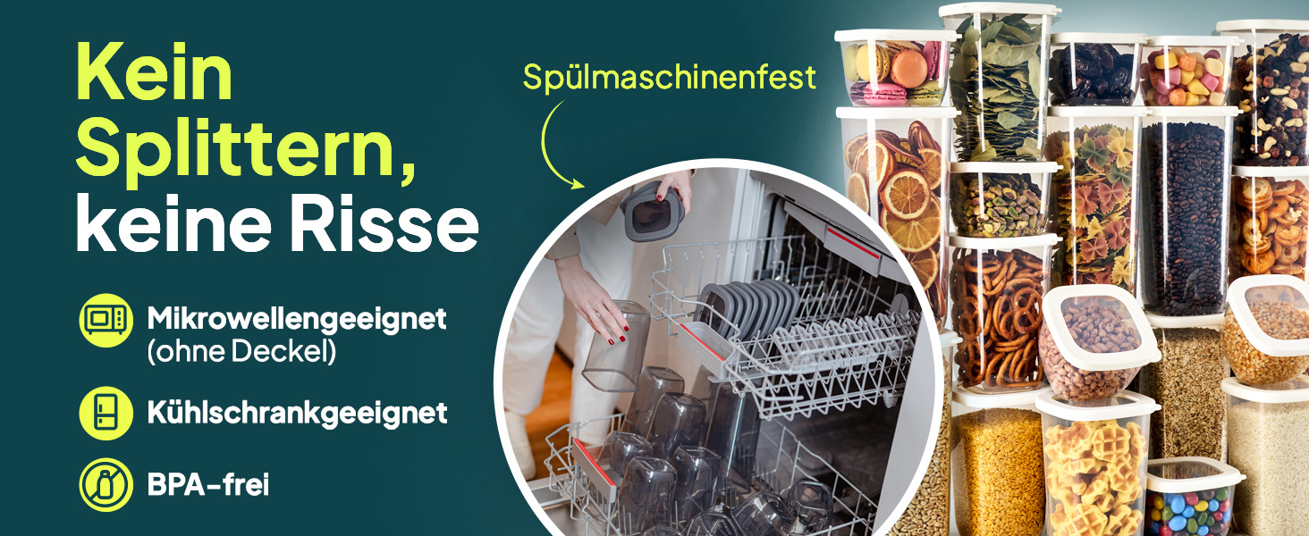 Набір контейнерів для зберігання Uandu 24 шт. з кришкою, герметичні | Контейнери для кухні, організація | Без BPA | Організатор для кухні | Для сухих продуктів, сірий мікс