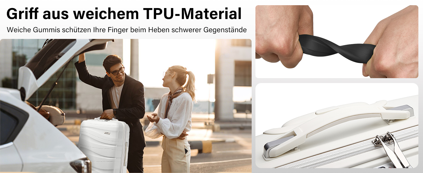 KONO Чемодан середнього розміру 65 см з поліпропілену з TSA замком, 65x46x26.5 см (Крем-білий)