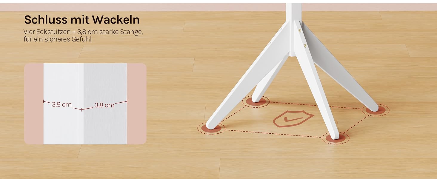 Вільхува Kleiderständer - дерев'яний вішак для одягу з 8 гачками, 180 см (білий)