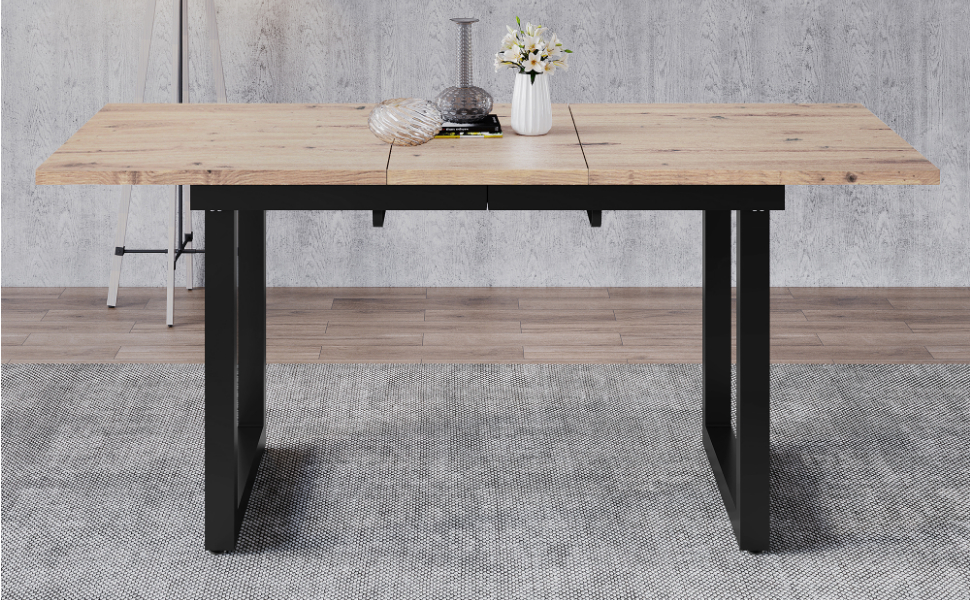 Розсувний обідній стіл Merax, 140/180x80x75 см, білий, металеві ніжки