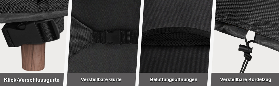 Водонепроникна та вітростійка чохол для садово-патіо меблів Dokon, 242x162x100 см, чорний