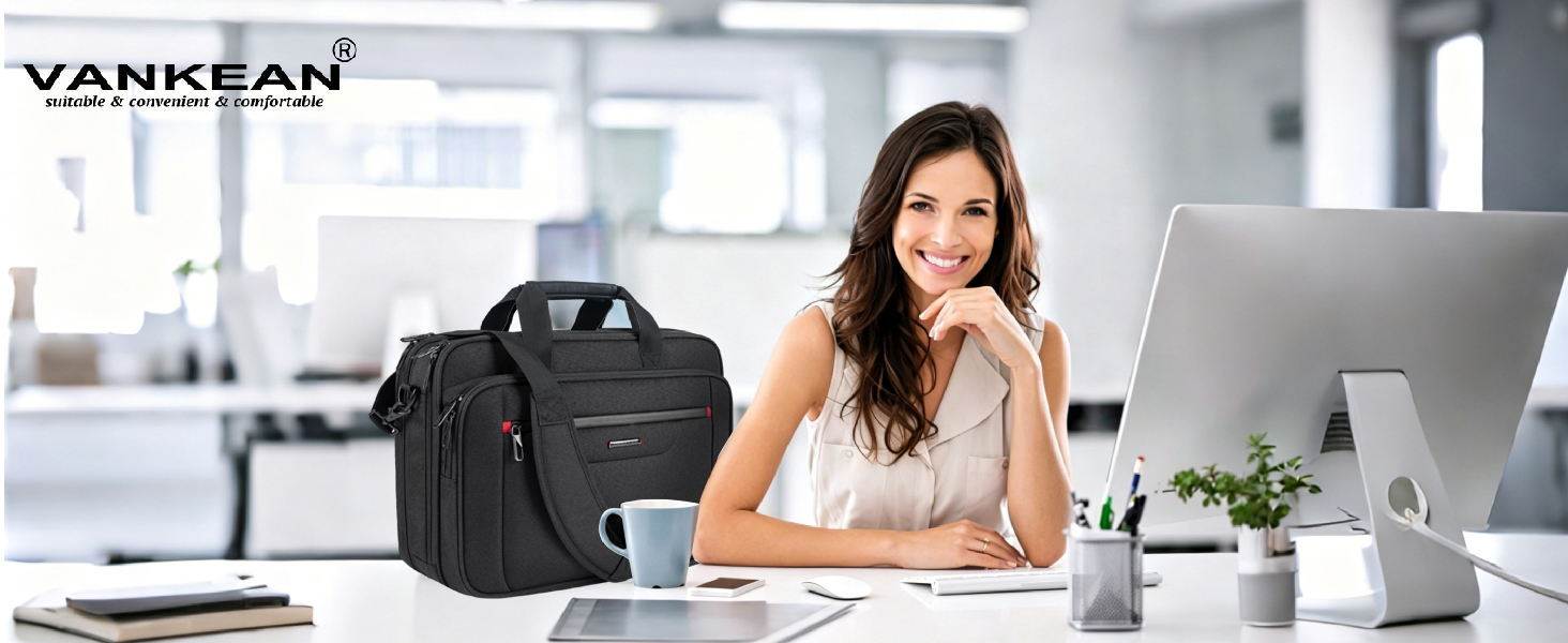Сумка для ноутбука VANKEAN Premium Briefcase до 17.3 дюймів, чорно-червона