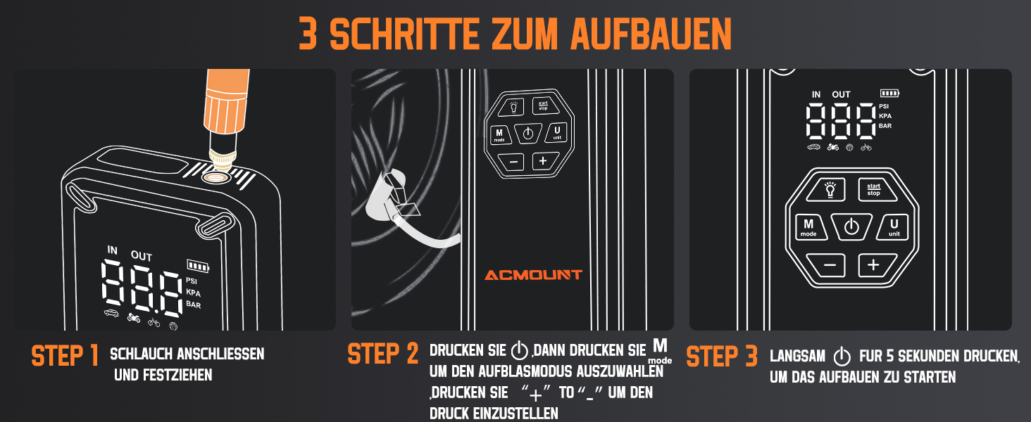 Powerbank для авто Acmount Starthilfe з компресором, 7000A, 150PSI, LCD, LED, для бензинових та дизельних авто (до 9L/8L)