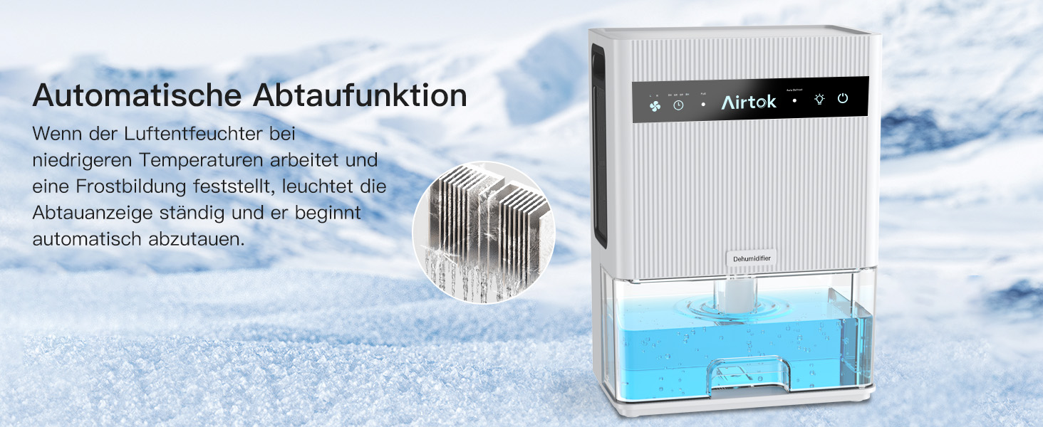 Електричний осушувач повітря Airtok 3000 мл, для спальні та підвалу, з таймером та автоматичним відключенням, 7 кольорів підсвічування