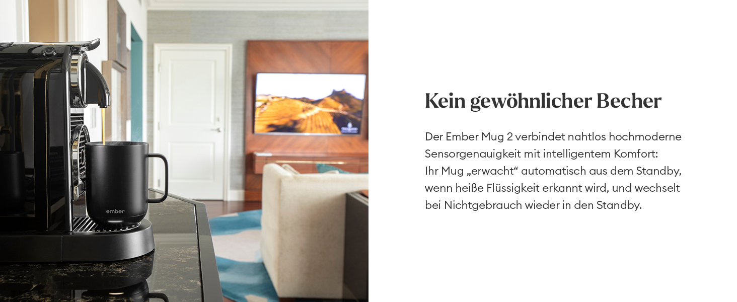 Розумний термокружка Ember Smart Mug 2, 295 мл, чорний: регулювання температури через додаток, LED дисплей, акумулятор, покращений дизайн