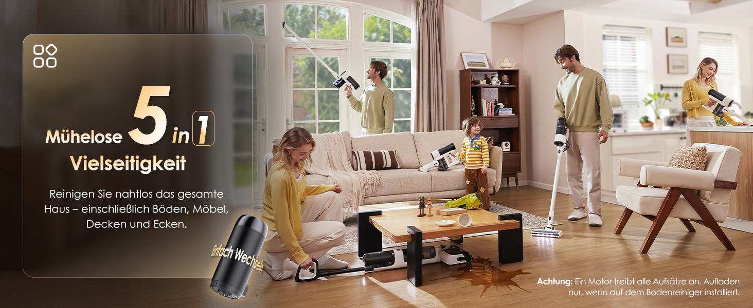 Tineco FLOOR ONE S6 Combo: акумуляторний пилосос 2-в-1 для сухого та вологого прибирання, самоочищення, 60 хв роботи
