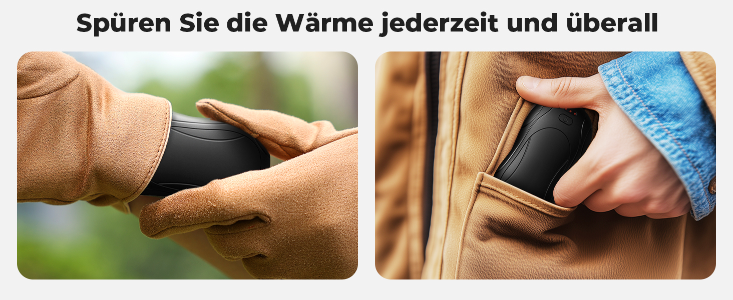 Електричні грілки для рук 2 шт. з магнітним кріпленням, 6000mAh, 3 режими нагріву, USB-зарядка, для кемпінгу, подорожей, офісу, чорний, 11.2*2.35*14 см