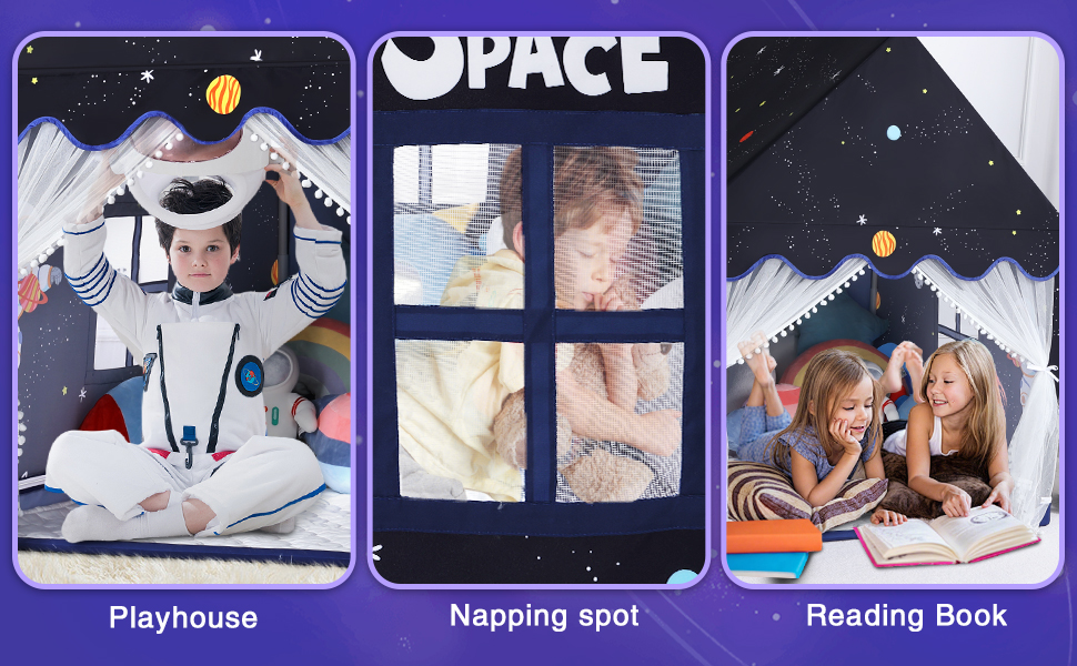 Дитяче намет-будиночок Wilwolfer з килимком для малюків: Принцесинний будиночок для дівчаток та хлопчиків - Великий намет для гри в приміщенні та на вулиці - Ідеальна іграшка для дітей, чорний з килимком