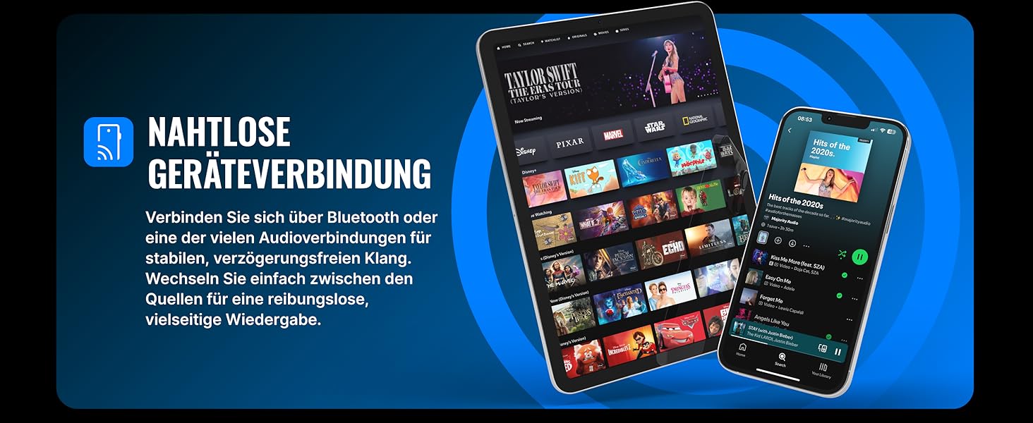 Активні Bluetooth-колонки Majority D100X 100W, вуглецеві драйвери, HDMI ARC, RCA, Optical, Phono, AUX, білі