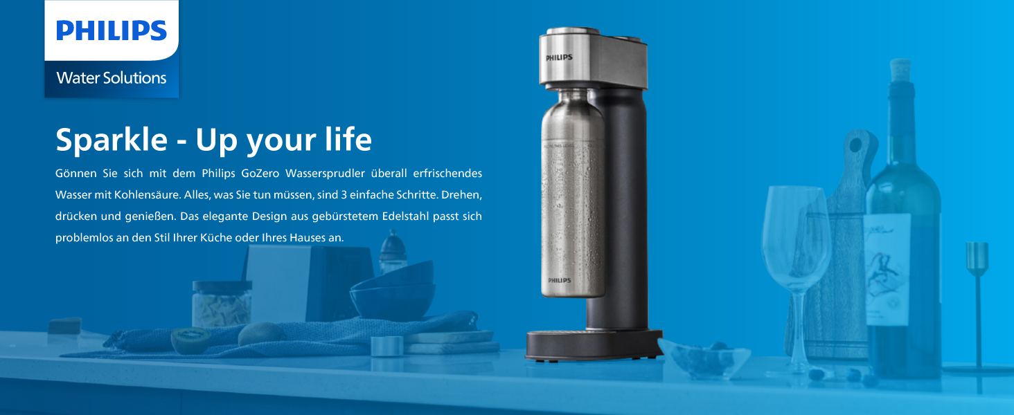 Сифон для газування води Philips GoZero ADD4902BK/10, пластиковий, 1 л, чорний
