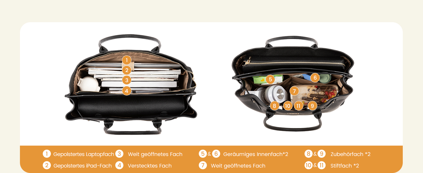 LOVEVOOK Сумка для ноутбука 15.6 дюймів, жіноча, велика, торбинка-шопер, шкіряна, водонепроникна, для роботи, навчання, офісу, універсальна, коричнева