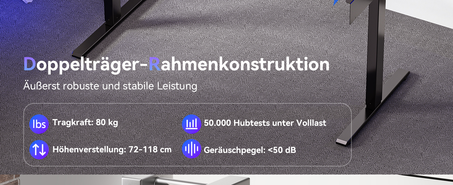 Регульований за висотою стіл Höfer з підставкою для клавіатури, 160x60 см. Стіл для комп'ютера з 2 шухлядами, підставка для монітора для дому/офісу, чорний 160 x 60 см