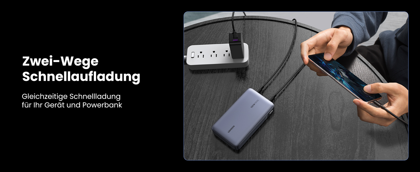 Повербанк UGREEN Nexode 100W Power Bank 20000mAh з 3 портами USB C зовнішній акумулятор з цифровим дисплеєм, сумісний з MacBook Pro/Air, iPhone 15 Pro/Pro Max/15/14 Pro, Galaxy S24 Ultra, Dell