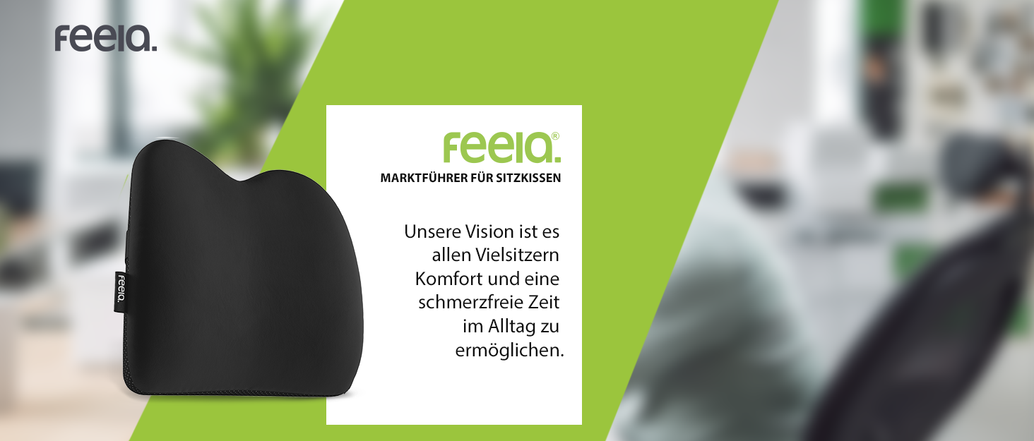 Подушка для спини Feela® з ефектом пам'яті для автокрісла та офісного стільця (чорна) | Ортопедична підтримка спини для комфорту та правильної постави