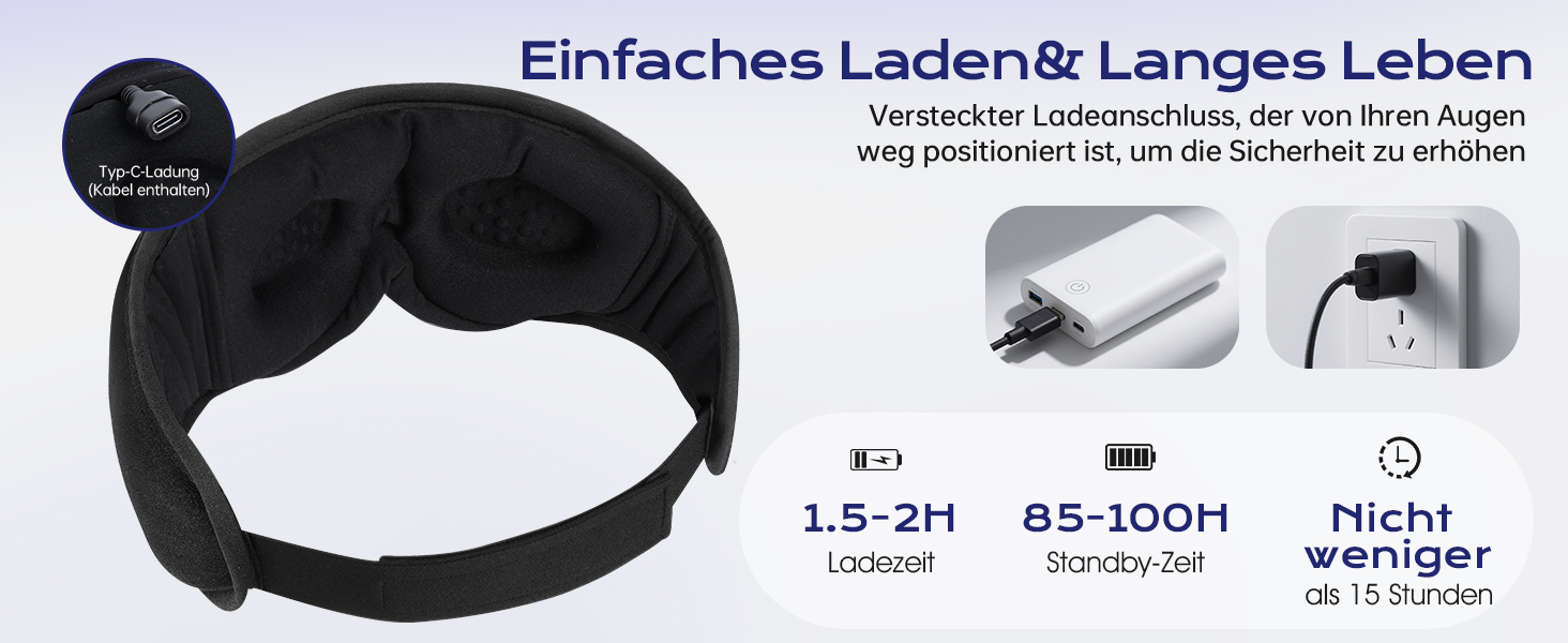 Маска для сну з навушниками Bluetooth 3D LC-Dolida для жінок та чоловіків, повна світлоізоляція, комфорт протягом усієї ночі, м'які навушники для сну під час подорожей, чорний колір