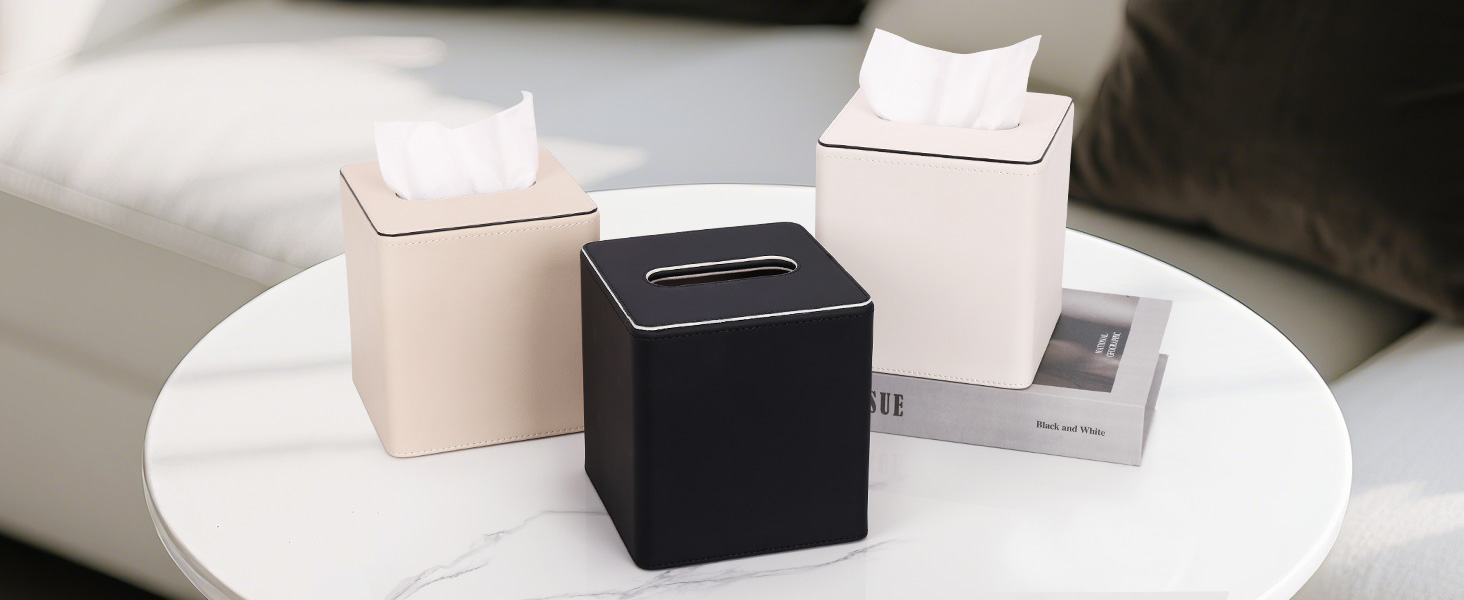 Скляна коробка для серветок KingFOM, чорна, квадратна - для офісу, авто, дому