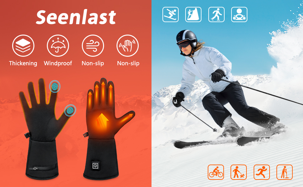 Електричні гріючі рукавички для жінок та чоловіків, USB, 3 режими нагріву, сенсорний екран, водонепроникні, чорні (XL/XXL)