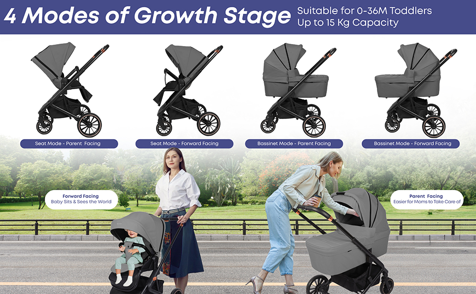 Дитяча коляска 2-в-1 BabyVoyage з люлькою та прогулянковим блоком, поворотні колеса 360°, амортизація, регульована ручка, складна, комплект, колір зелений (темно-сірий)