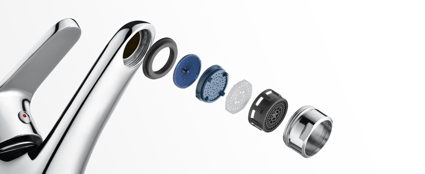 Змішувач для ванної кімнати Auralum з витяжною штангою, однорідний змішувач для раковини, хром, одноручний змішувач для раковини, змішувач для ванної кімнати, змішувач для раковини, для ванної кімнати (без зливного комплекту)