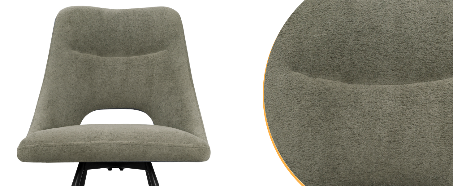 LEWE Комплект з 6 обертових стільців для їдальні, кухонних, вітальні та спальні, ергономічні, без підлокітників, з тканини кашемір, сіро-зелений