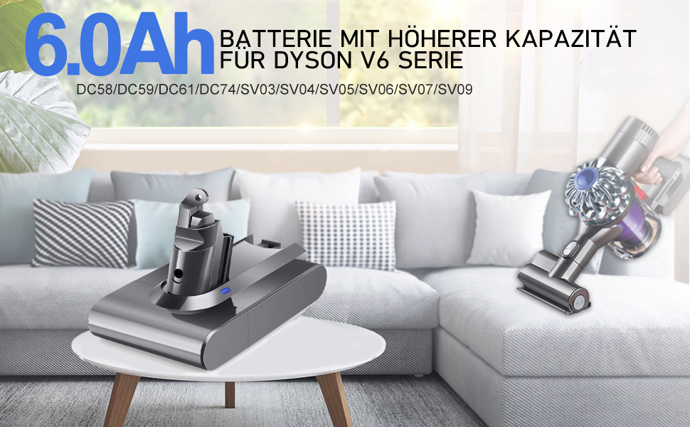 Змінна батарея V7 6000 мАг 3 фільтри для моделей Dyson V7 (SV11, Animal, Motorhead, Trigger, Pro, Fluffy)