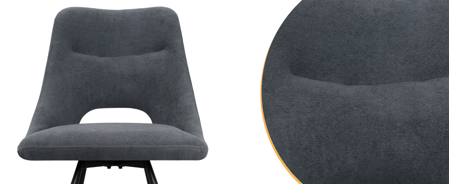 LEWE Комплект обідніх стільців 6 шт., поворотні, для кухні, вітальні, спальні, ергономічні, без підлокітників, тканина кашемір (темно-сірий, 4 поворотні)