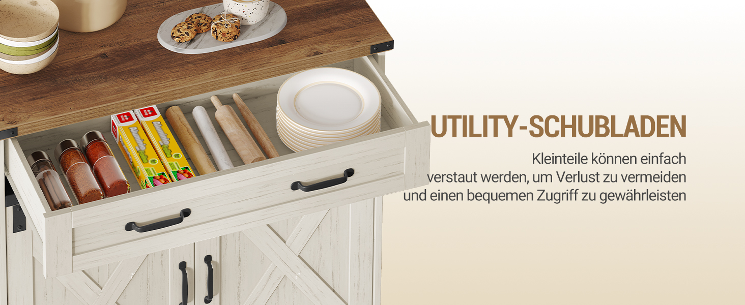 Кухонна шафка Hzuaneri з шухлядою, шафа для зберігання з 2 дверцятами, регульовані полиці, стиль кантрі, для кухні/вітальні, вінтажний коричнево-білий SC94814X (40x80x80 см)