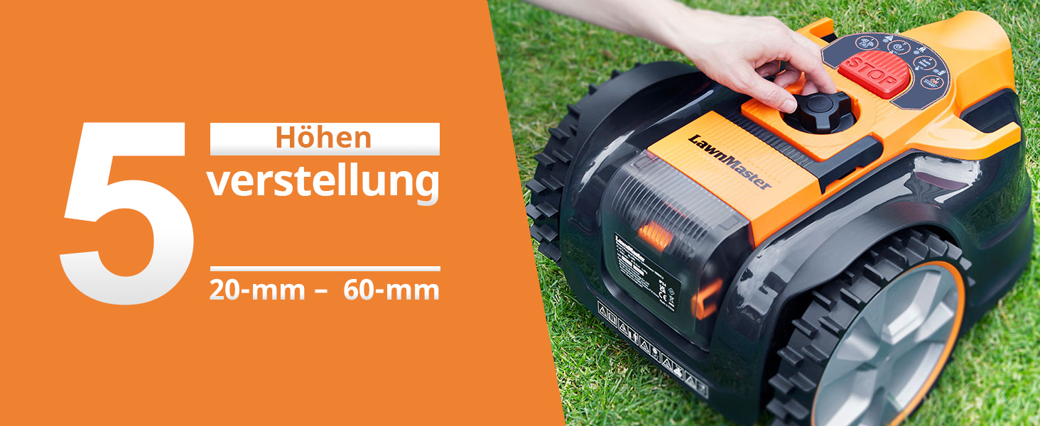 Робот-газонокосарка LawnMaster VBRM16 OcuMow для газонів до 100 м², самохідний, бездротовий, акумуляторний 24В 4.0Ah Li-Ion