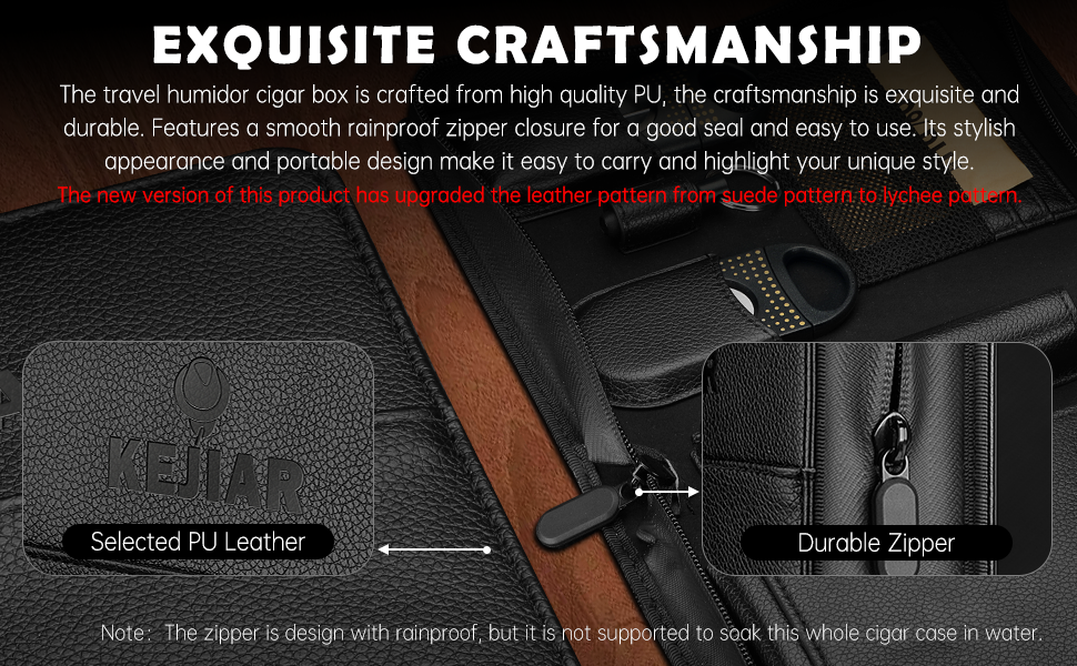 KEJIAR: Набір для зберігання сигар - Humidor з різаком, пуншем та зволожувачами, коричневий