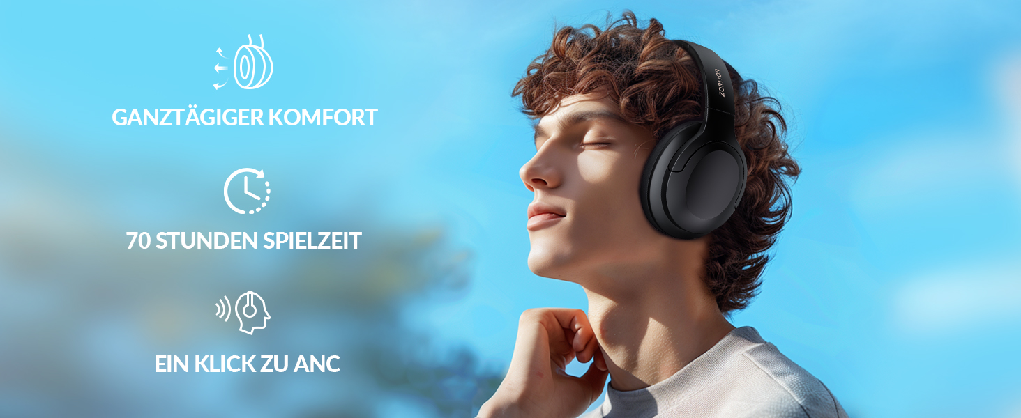 Бездротові Hi-Fi навушники ZORIYOR Z1 PRO ANC, Bluetooth 5.3, акумулятор 70 год, ENC, IPX4, Чорний