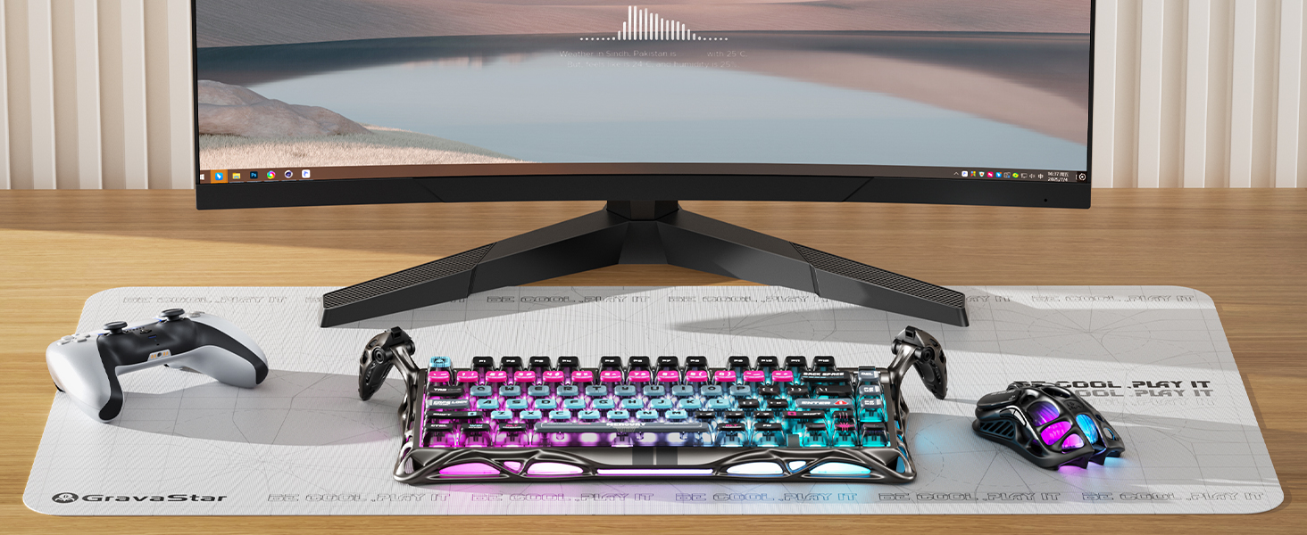 GravaStar Mercury M2 Бездротова Ігрова Миша з 26000 DPI, Сенсор PAW3395, 79г, 5 RGB-режимів, 5 програмованих кнопок, Tri-Mode (2.4GHz/Bluetooth/Кабель), для PC/Mac – Чорний