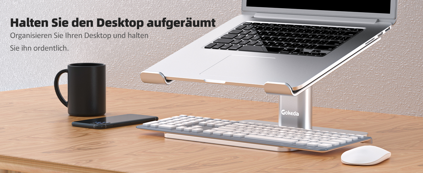 Підставка для ноутбука GOKEDA: ергономічна, регульована, з алюмінію, 11-17 дюймів