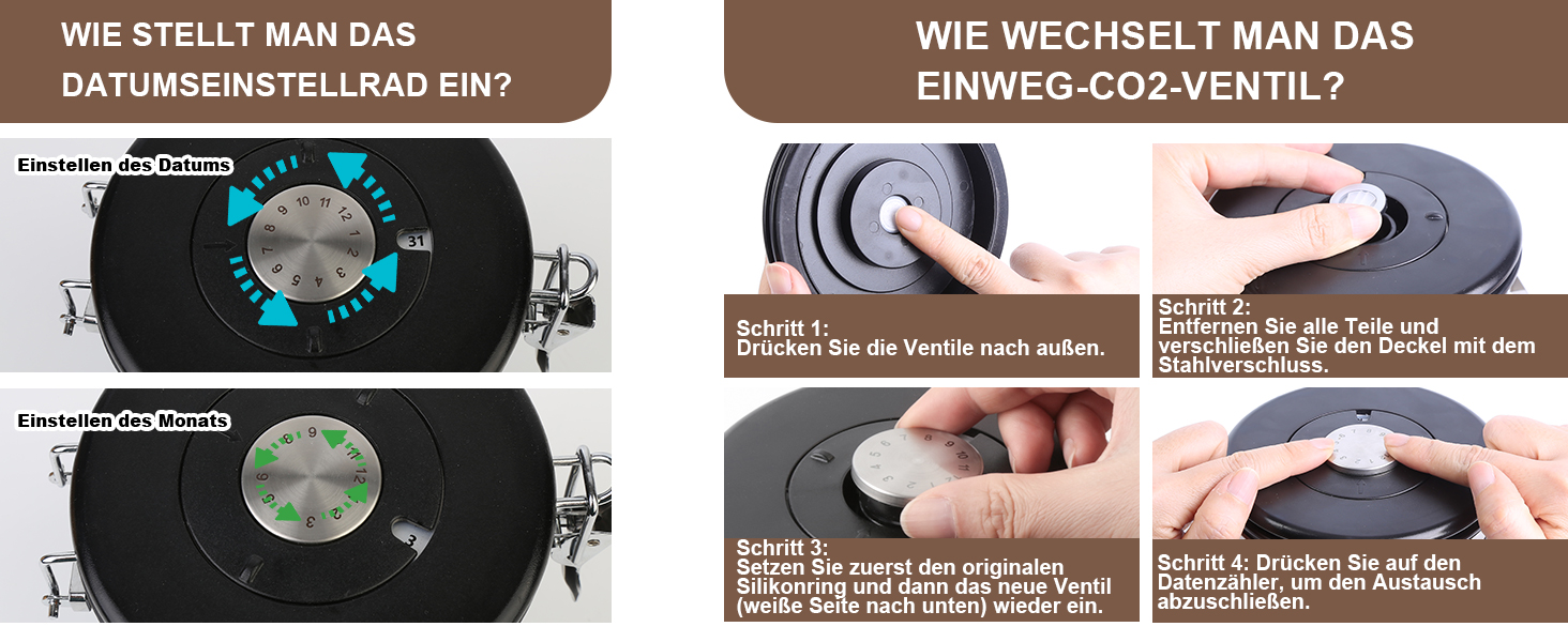 Герметична кавова банка з нержавіючої сталі, 1,8L, з датчиком дати, CO2-вентилем та мірною ложкою, для кави, чаю, горіхів, какао, чорна