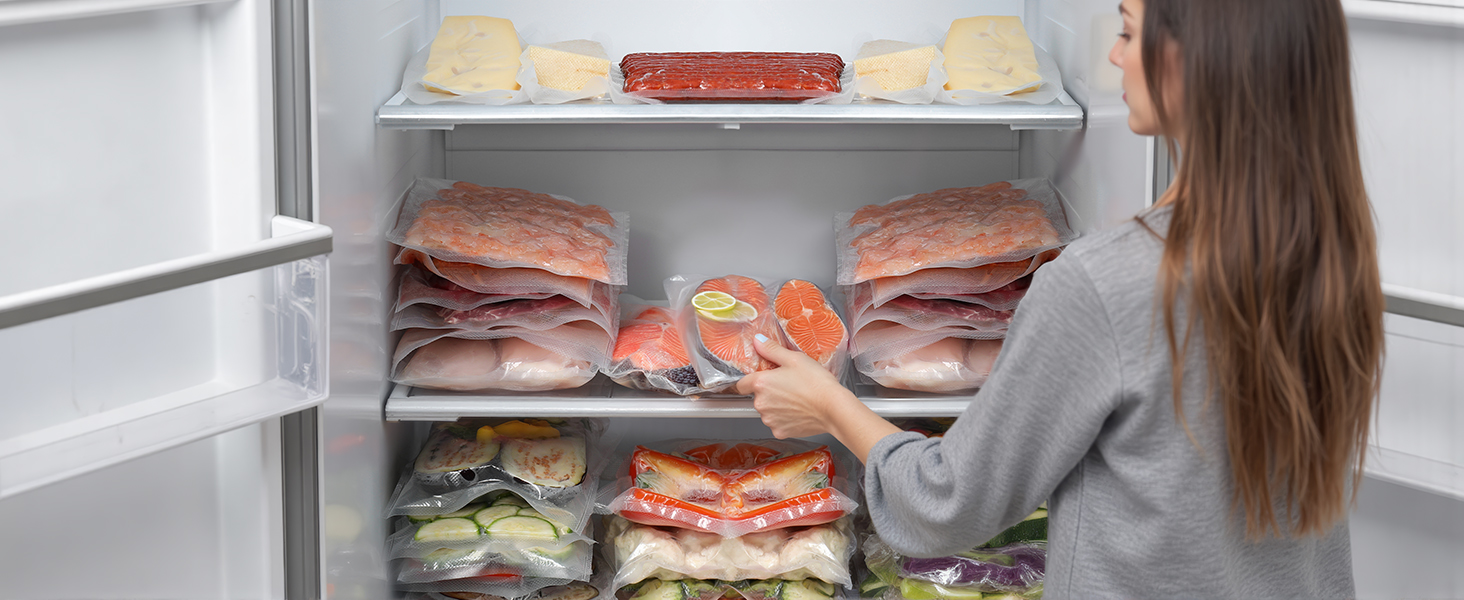 Вакууматор AIRMSEN 95 кПа з функцією підкачки, професійний вакуумулятор для сухих та вологих продуктів, 120 Вт, з відсіком для рулонів, різаком та шлангом, подвійний шва 2x3 мм