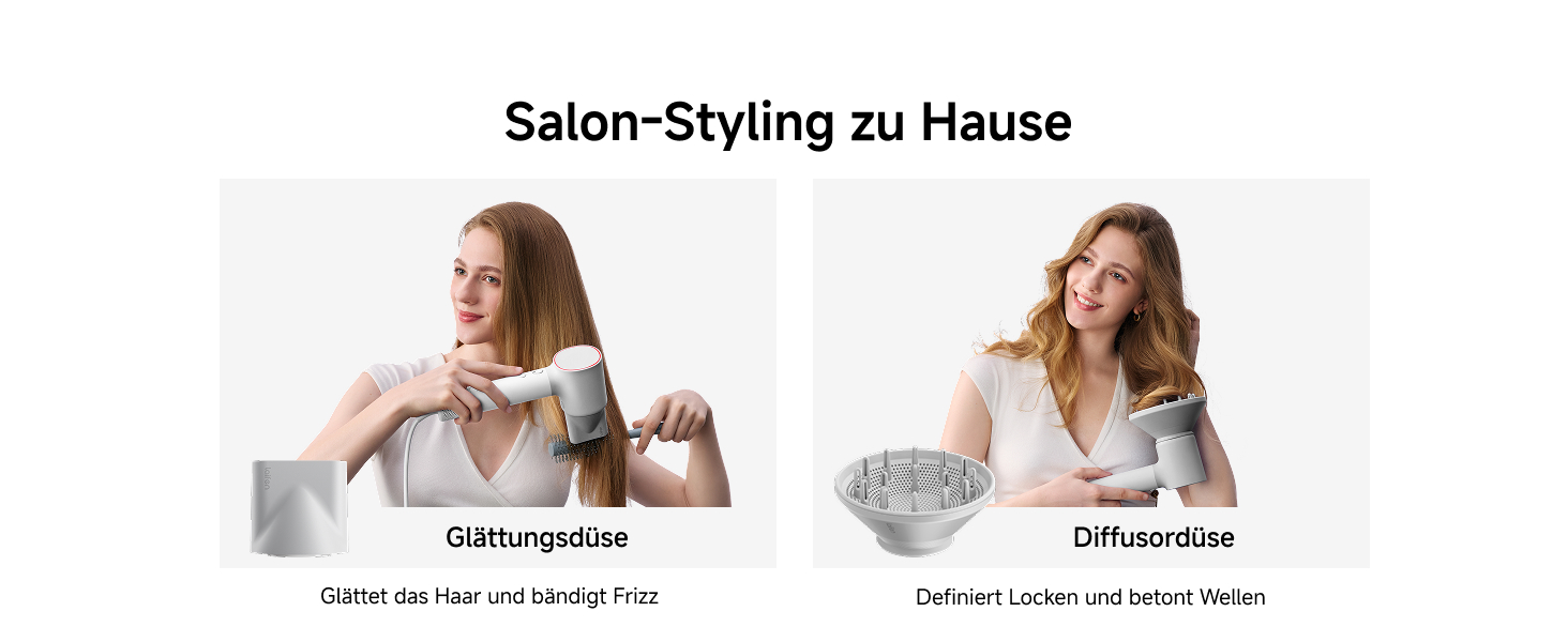 Високошвидкісний фен для волосся Laifen Neo з безщітковим двигуном 110 000 об/хв, іонізацією 200 млн негативних іонів та 2 магнітними насадками, білий