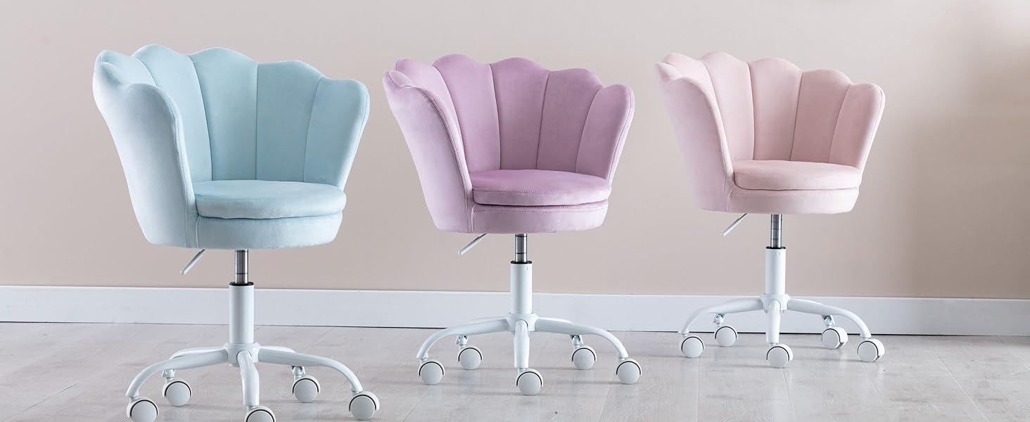 Дитячий стіл-крісло регульоване, поворотне, з м'якою оббивкою з велюру, квітка, зручне офісне крісло для дівчаток, рожеве