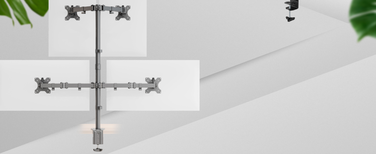 Підставка для монітора RICOO для 2 моніторів, Dual Monitor Arm, TS5811, 15-27 дюймів