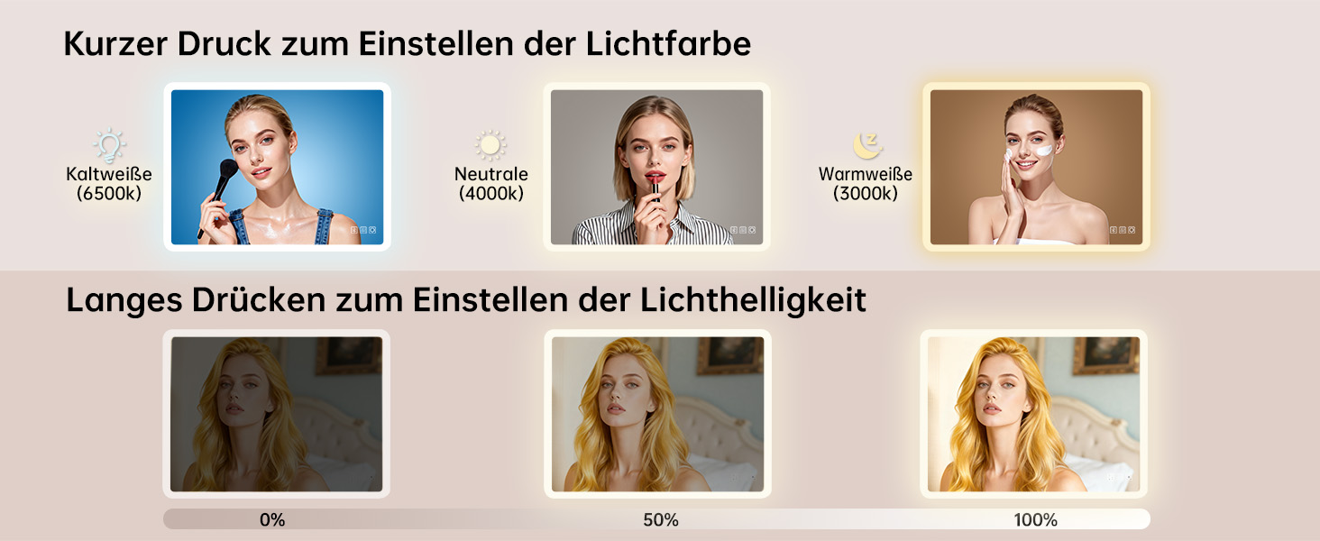 MIQU LED дзеркало для ванної кімнати з підсвічуванням 100x60 см, дзеркало для ванної з сенсорним регулюванням, антизапар, 3 кольори світла + Bluetooth + розетка, прямокутне з закругленими кутами