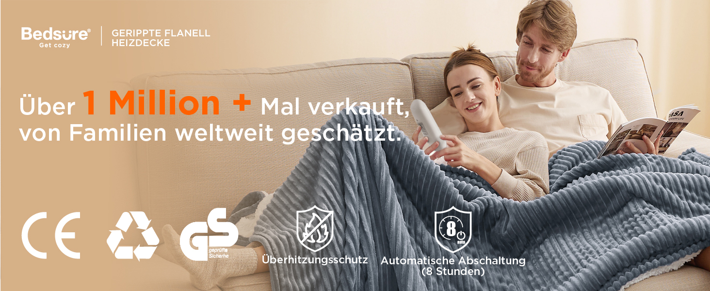 Електрична ковдра BEDSURE з автовимкненням, 130x180 см, сіра. Ковдра з підігрівом, 6 температурних режимів, таймер 10 годин. Чудовий подарунок для жінок та мами на Різдво.